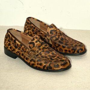 Steve Madden raddix brown black leopard print calf hair men's loafer size 8